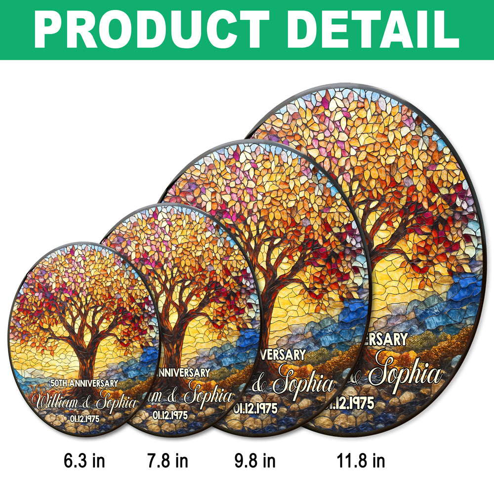 Personalized Tree of Life Stained Glass Suncatcher Anniversary Gift For Parents HA75 897106