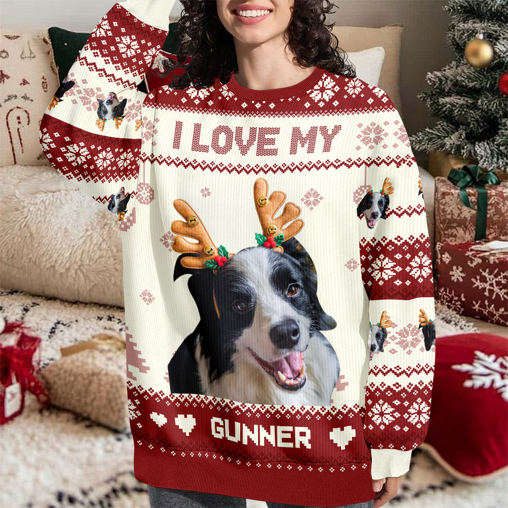 Custom Photo I Love My Dog Christmas Ugly Sweater TH10 896593