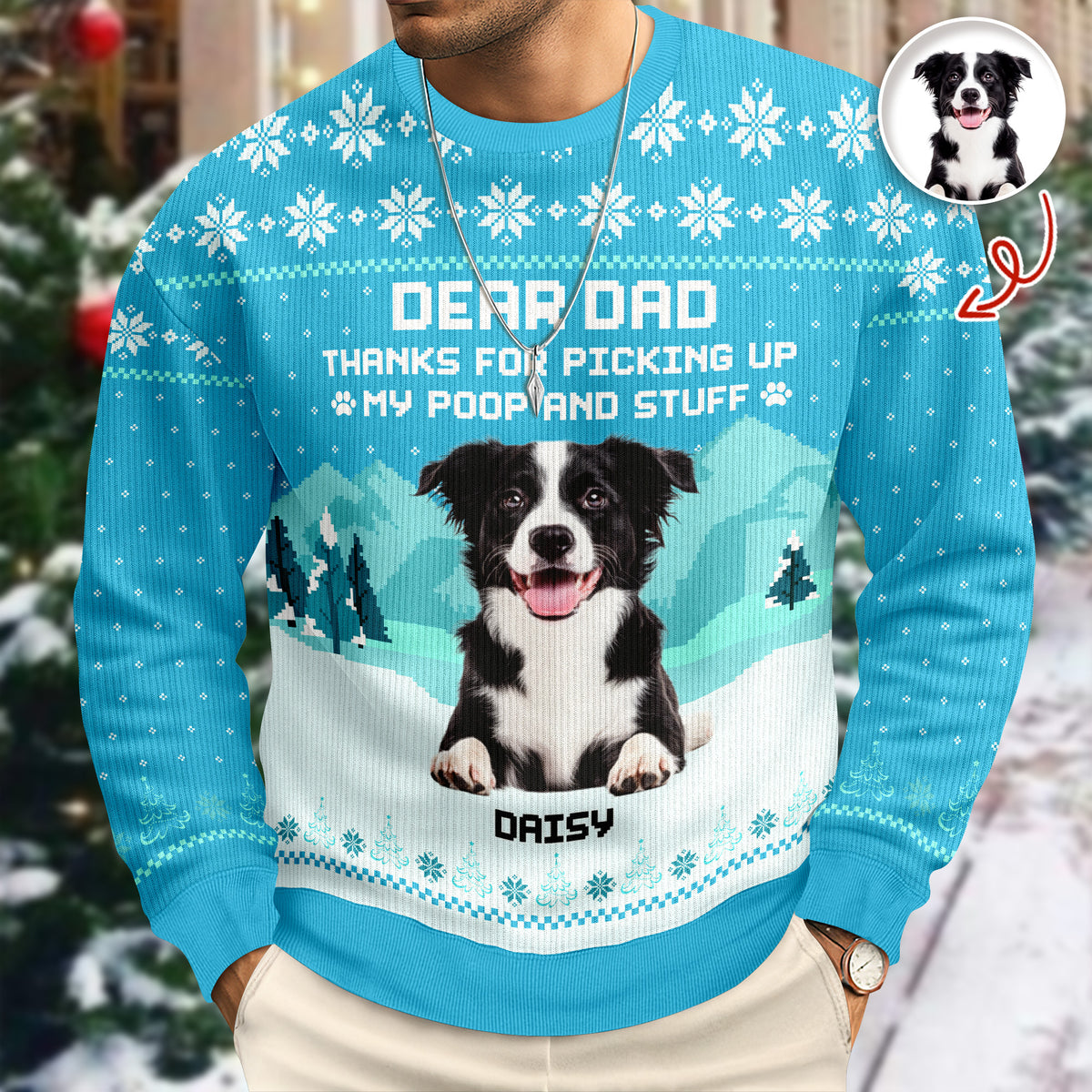 Thank For Picking Up My Poop And Stuff Custom Dog Photo Ugly Sweater CH07 896596