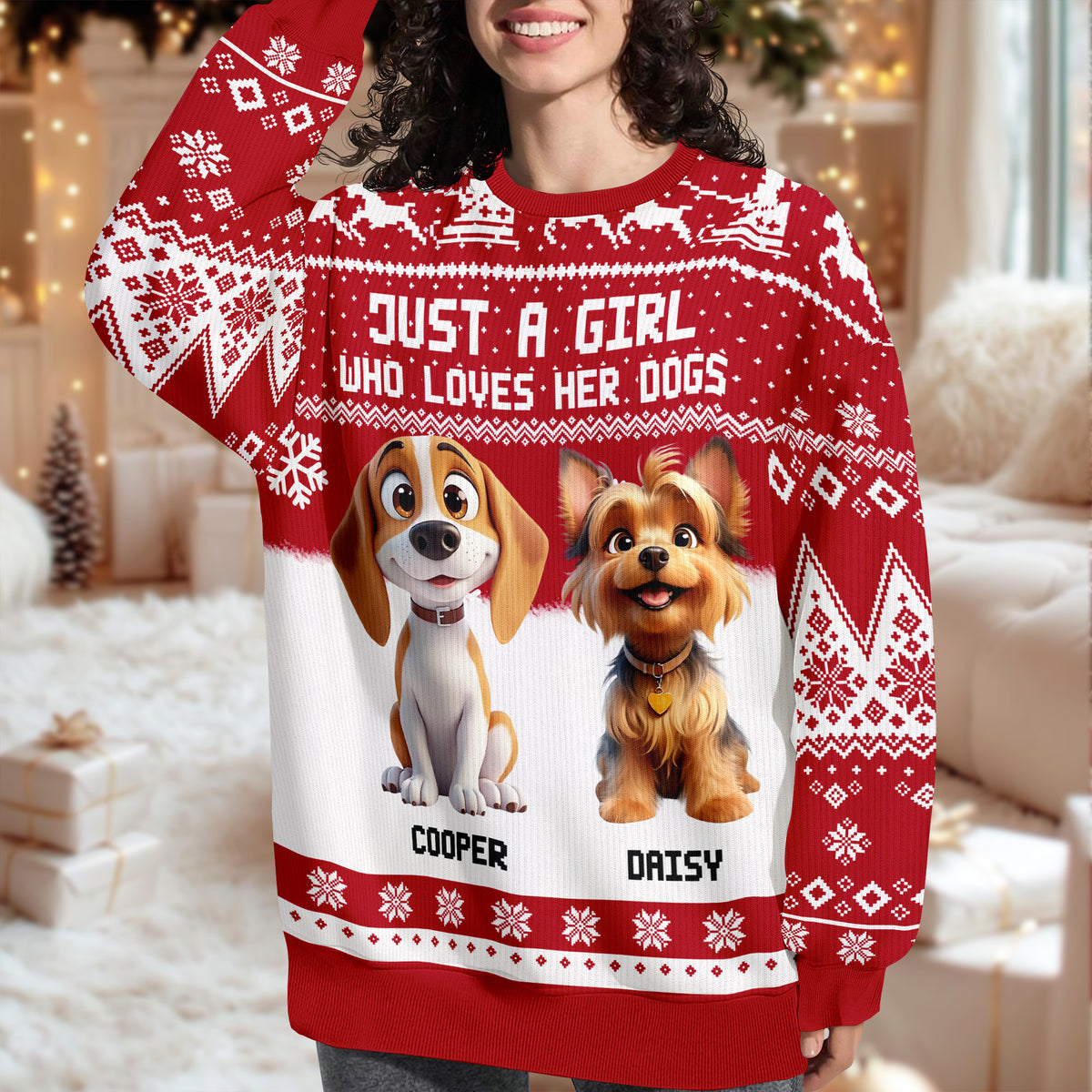 Just A Girl Who Loves Her Dog Christmas Ugly Sweater TH10 896289