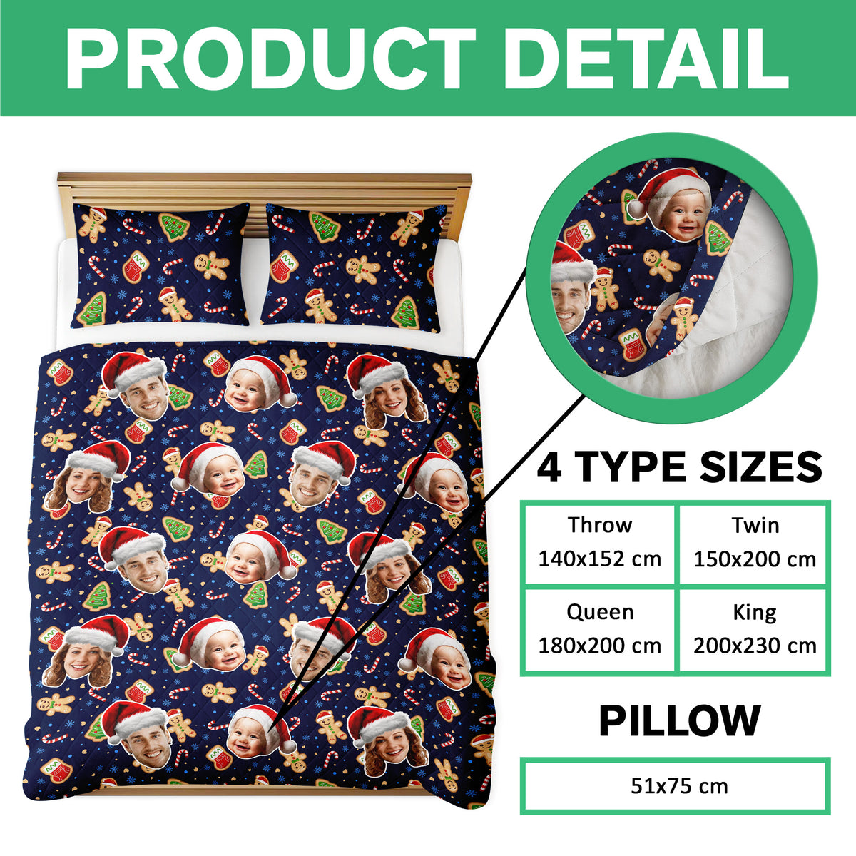 Custom Funny Family Face With Christmas Pattern Quilt Bedding Set HA75 898244