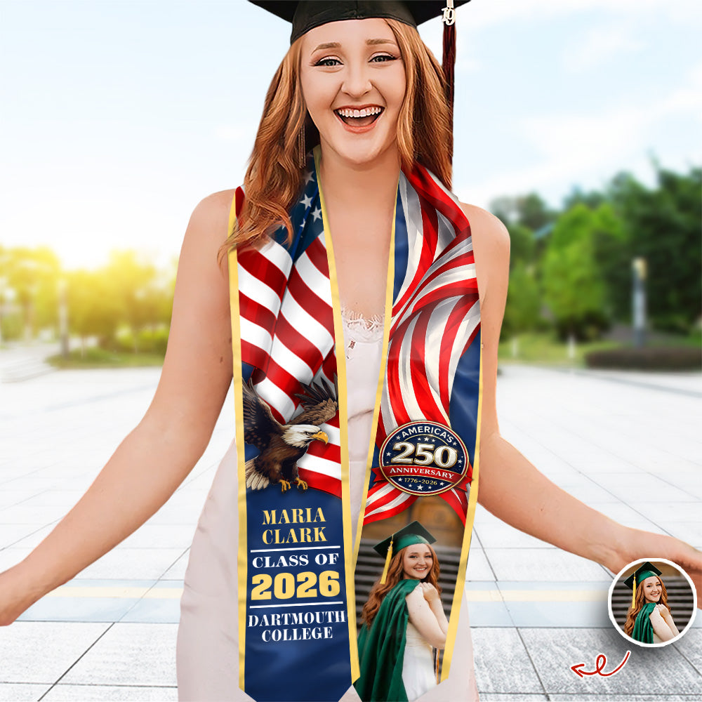 Personalized Graduation Stole US 250 Years 1776-2026 HO82 901514