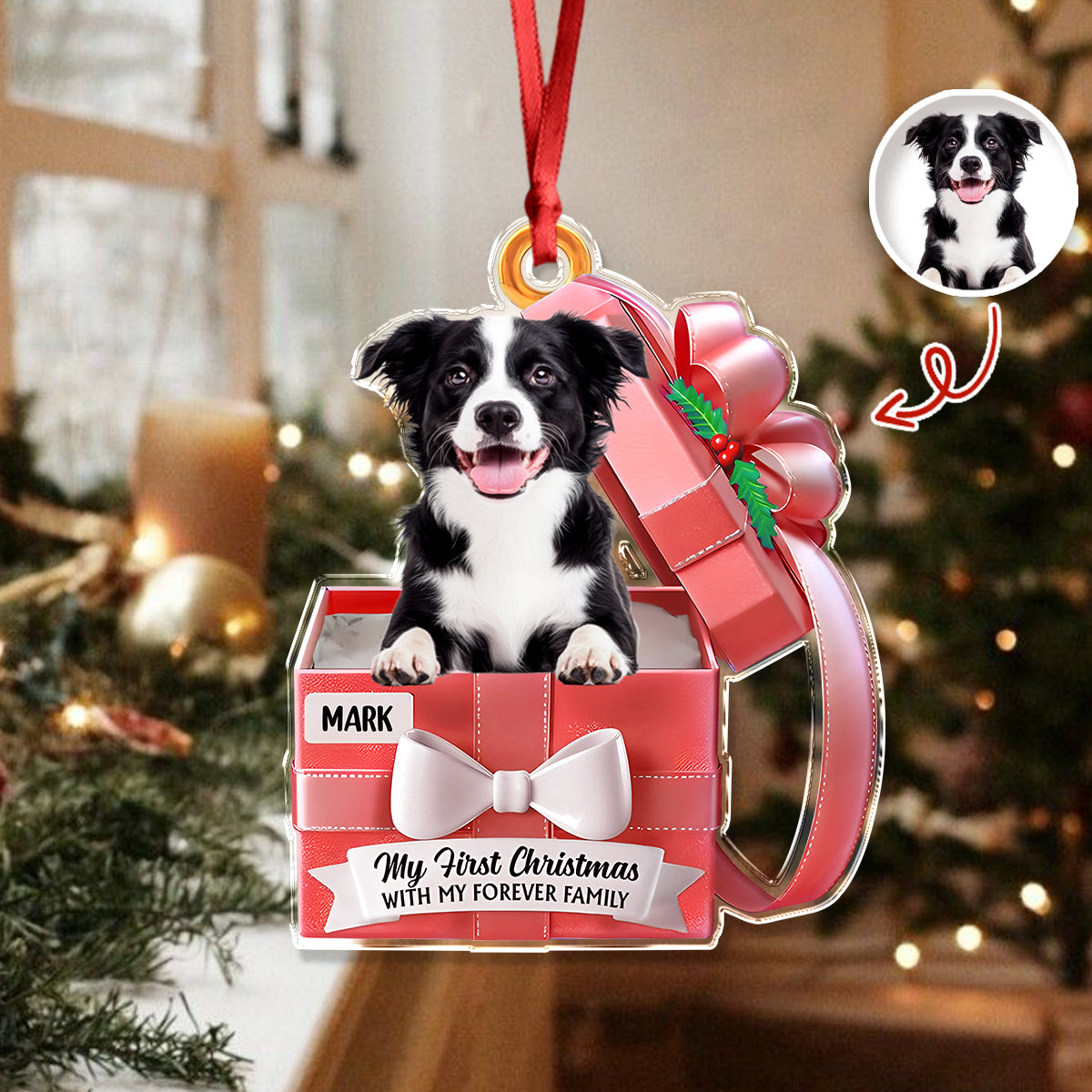 Custom Cute Dog Photo Gift Box From Your Buddy Acrylic Ornament LM32 893959