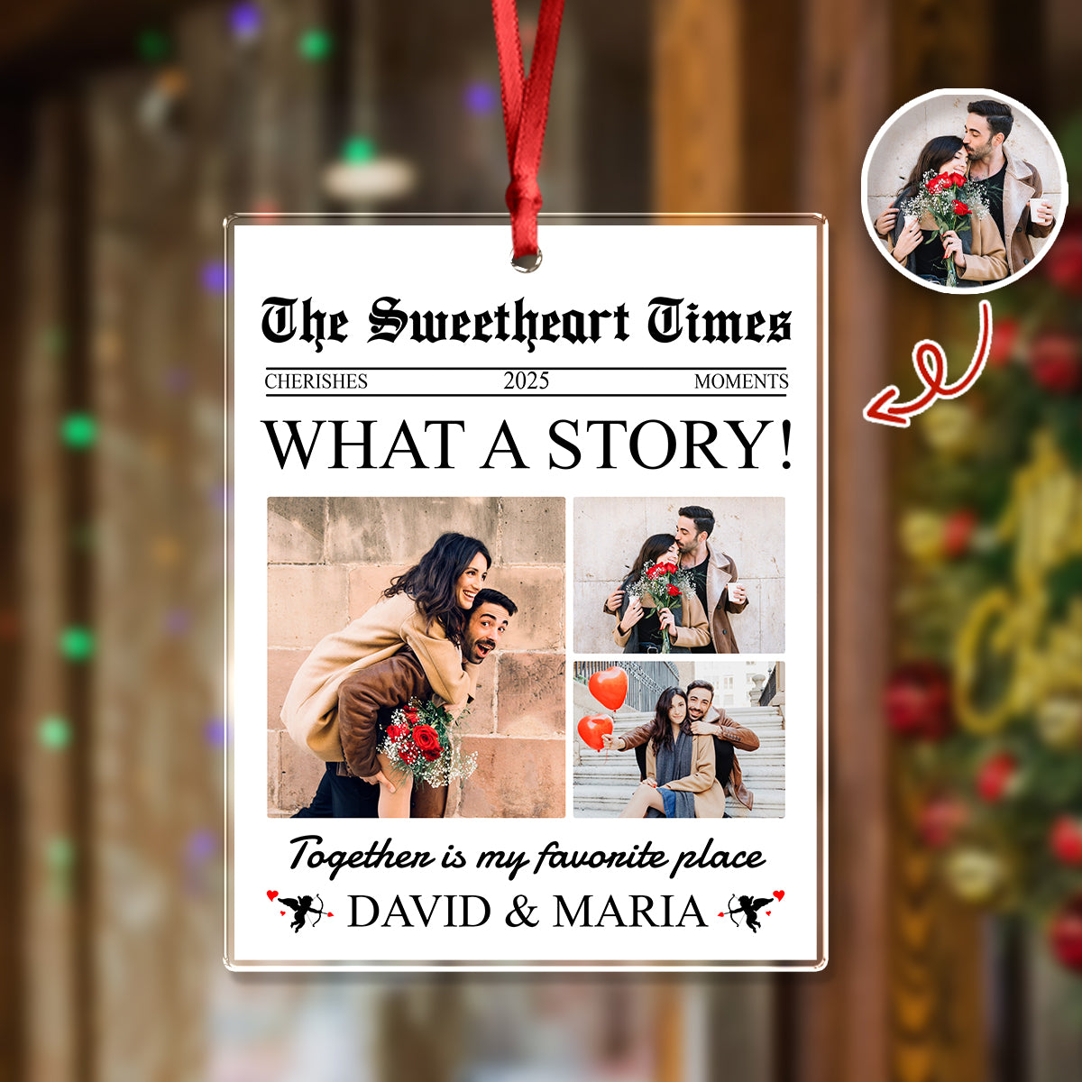 Custom Photo The Sweetheart Times Acrylic Ornament Christmas Gift For Couples HO82 894852