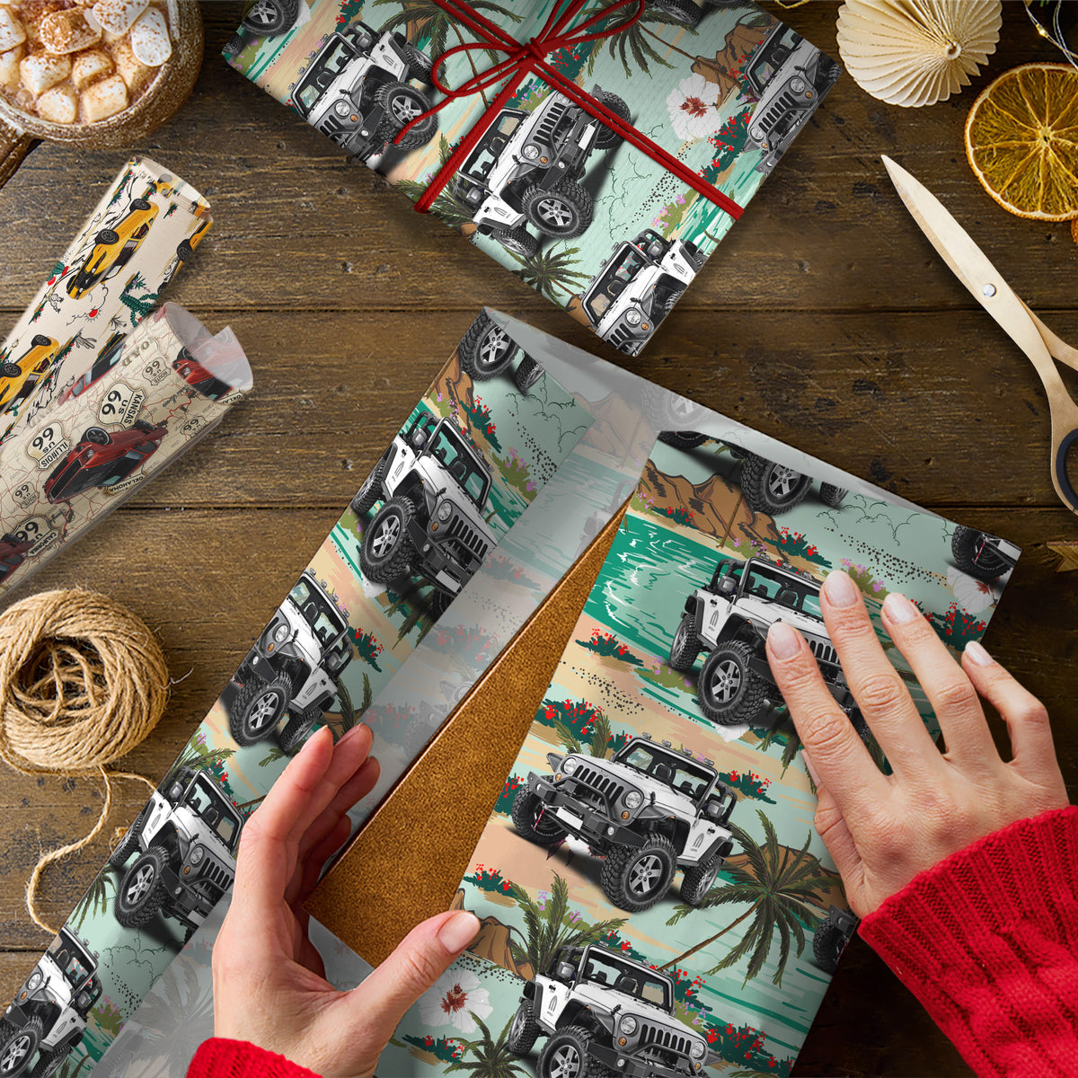 Custom Car Photo Retro Route 66 Wrapping Paper Gift For Car Lover CH07 899932