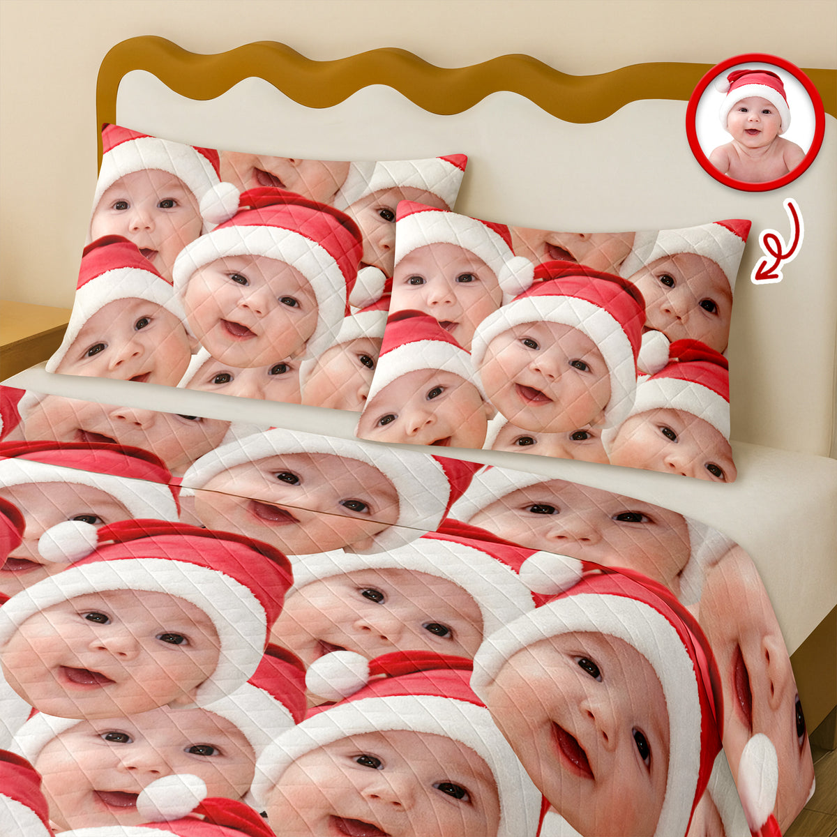 Custom Funny Photo Portrait Bedding Set Birthday, Christmas Gift For Family CH07 899650
