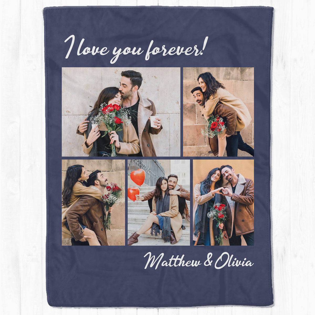 Custom Photo I Love You Forever Valentine Gift Blanket For Couple TH10 896861