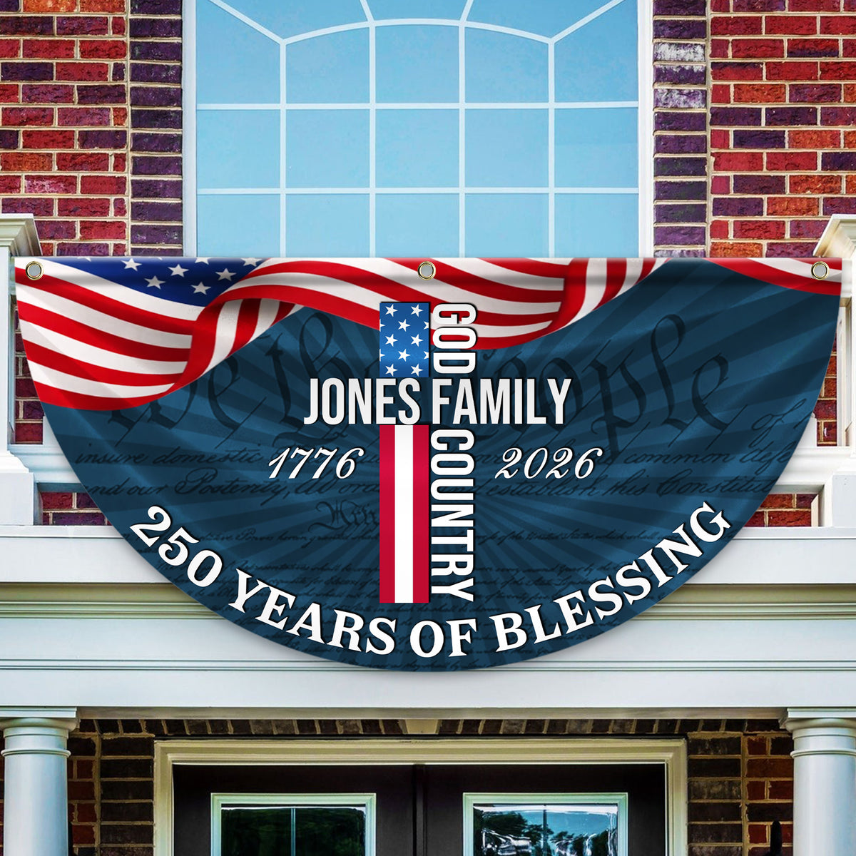 Custom Family Name Patriotic American Flag, 250 Years of Blessing God Fan Flag LM32 897741