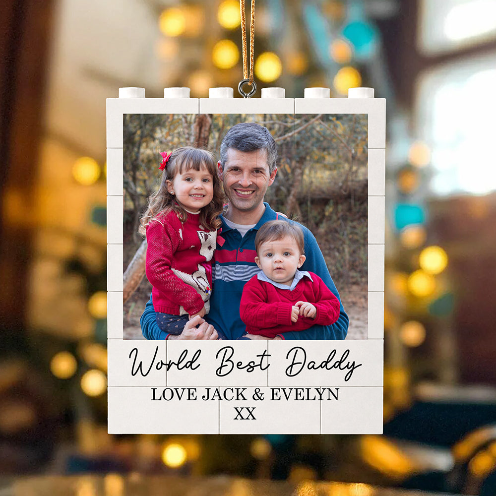 Custom Photo World's Best Daddy Merry Christmas Building Blocks Ornament LM32 669957