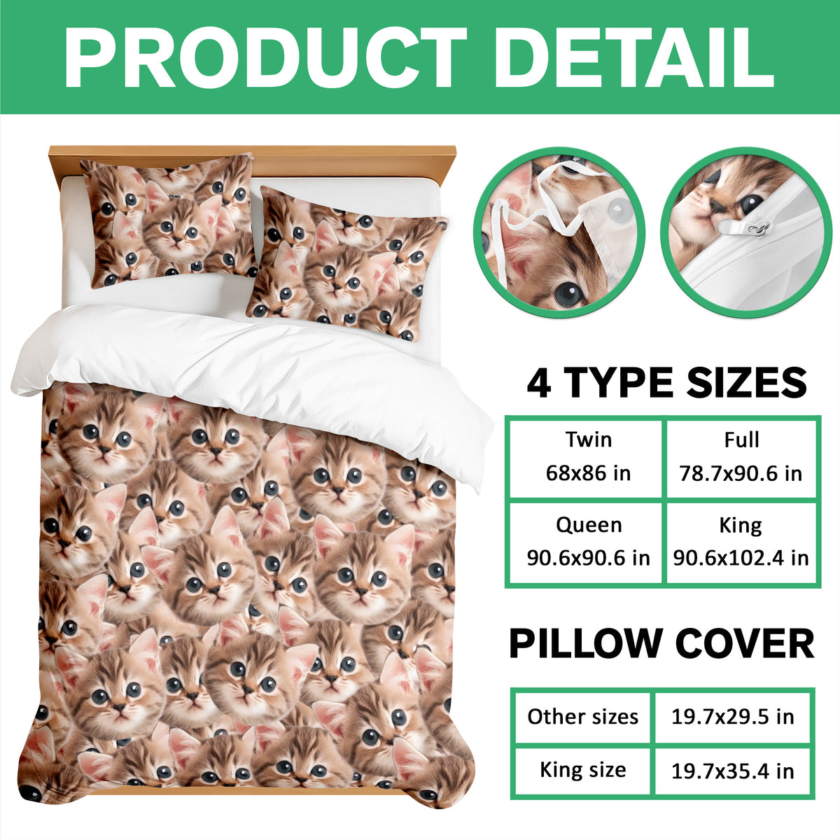 Custom Funny Cat Photo Portrait Bedding Set Birthday, Christmas Gift For Cat Lover CH07 899194