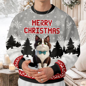 Personalized 3D Cute Cat Meowy Christmas Ugly Sweater For Cat Lovers LM32 895995