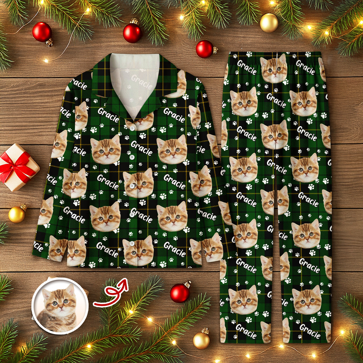 Custom Pet Face Name Christmas Pajamas Gift For Pet Lovers CH07 899950