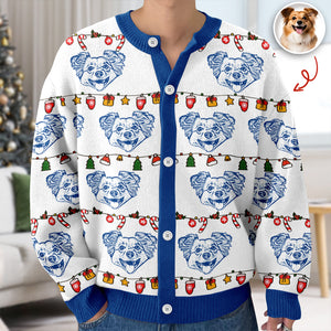 Custom Pet Photo Pencil Drawing Christmas Ugly Cardigan For Pet Lovers LM32 897133