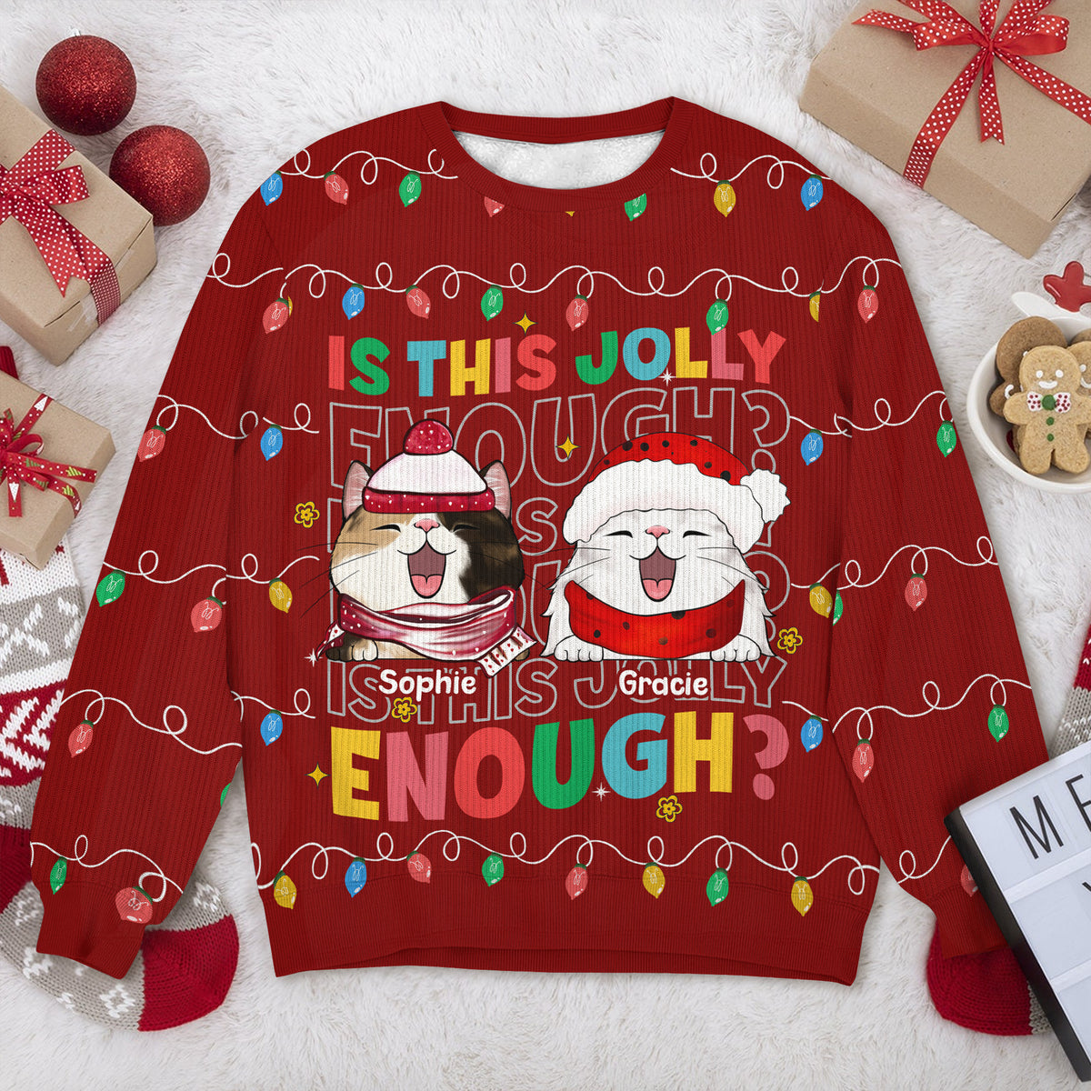 Custom Funny Cat Is This Jolly Enough Christmas Ugly Sweater LM32 895911
