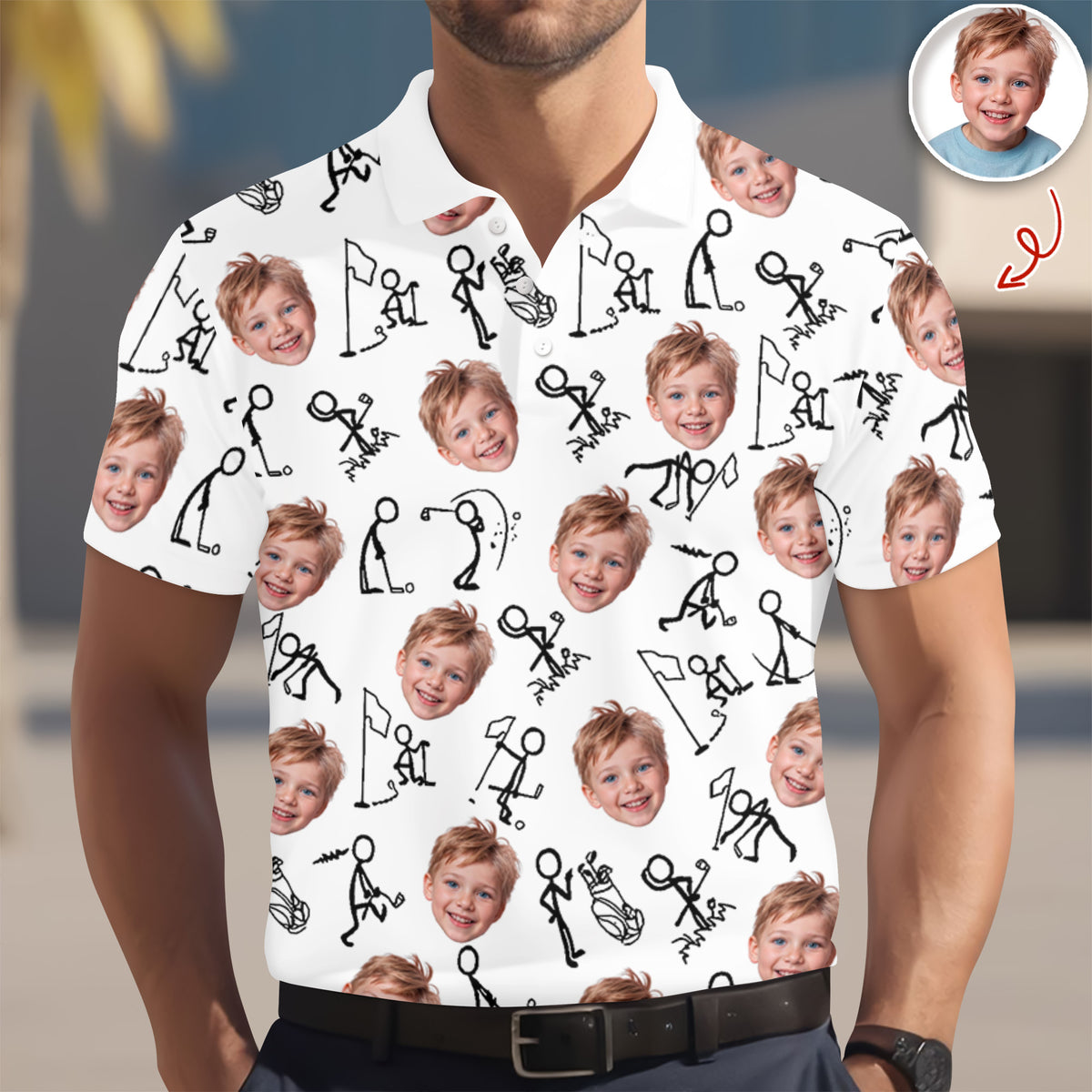 Custom Funny Face Minimalist Golf Pose Polo Shirt Gift For Golfer, Golf Lovers LM32 897617