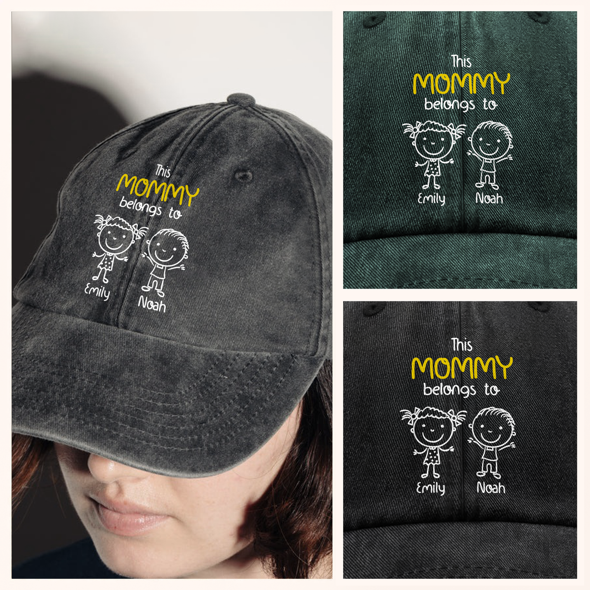 This Daddy Belongs To Us Personalized Washed Denim Baseball Cap HA75 897202