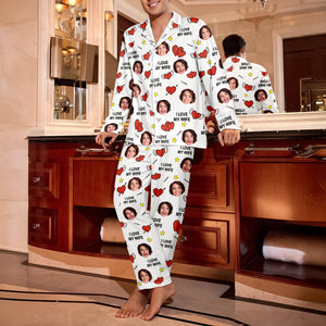 Custom Face Photo I Love You Cute Hearts Pajamas Perfect Gift for Couples LM32 897413