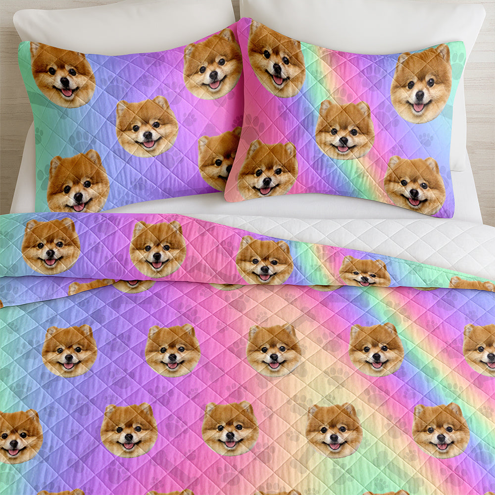 Custom Photo Dog Cat With Paw Quilt Bedding Set HO82 900714