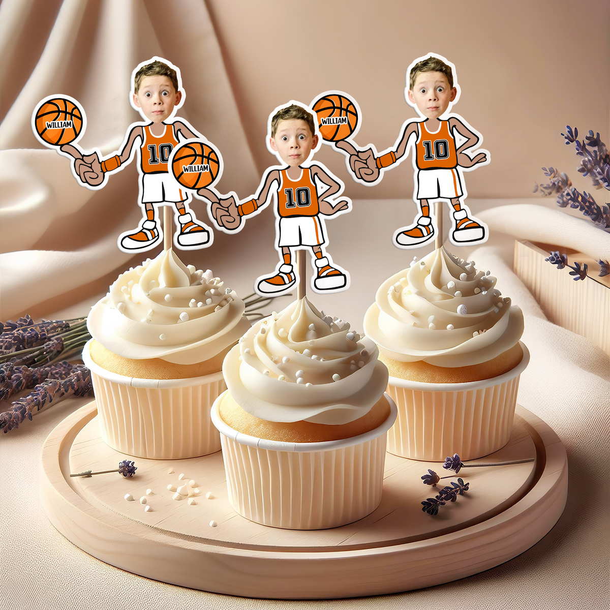 Custom Funny Face Basketball Party Decoration Cupcake Toppers LM32 893187