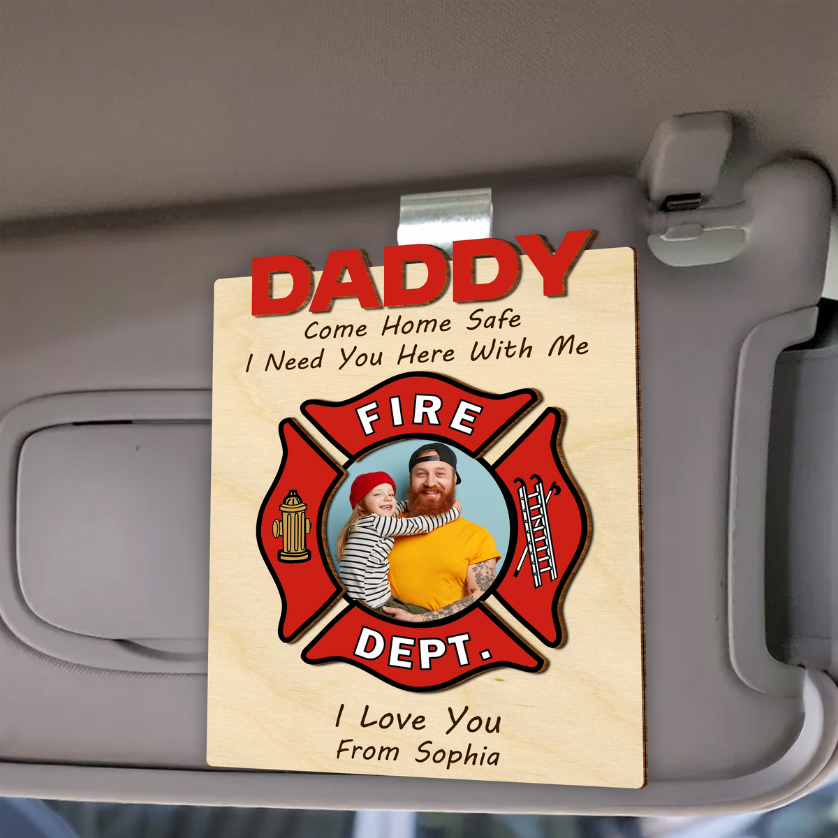 Custom Photo Dad Car Visor Clip Gift For Firefighter CH07 896066