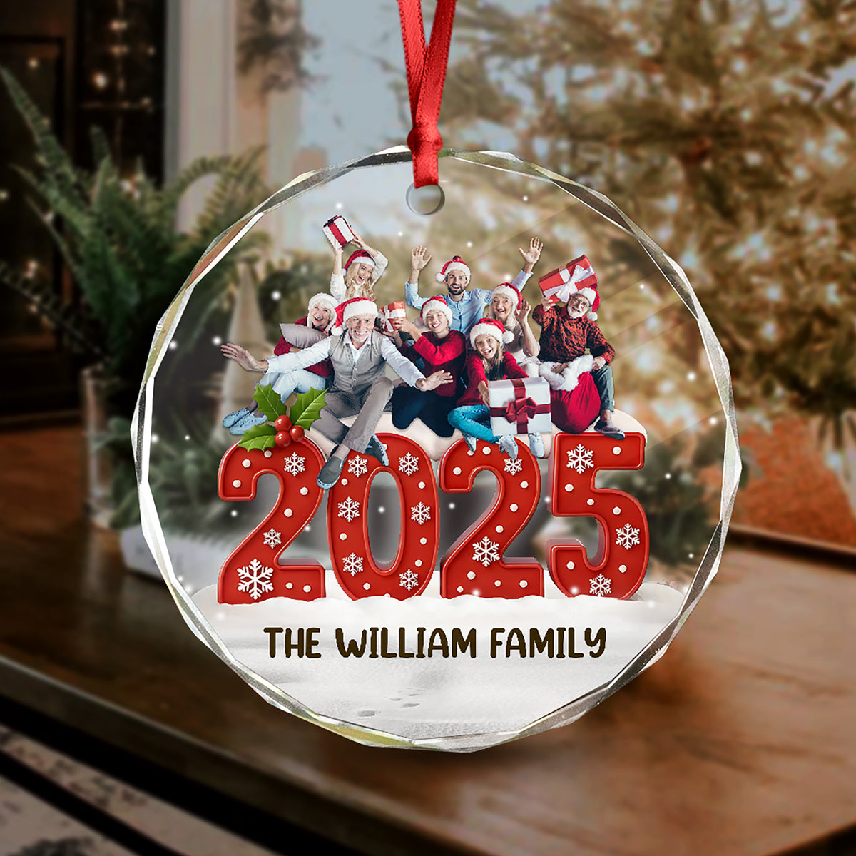 Custom Family Photo Glass Ornament Christmas Gifts For Dad, Mom, Grandpa, Grandma CH07 899984