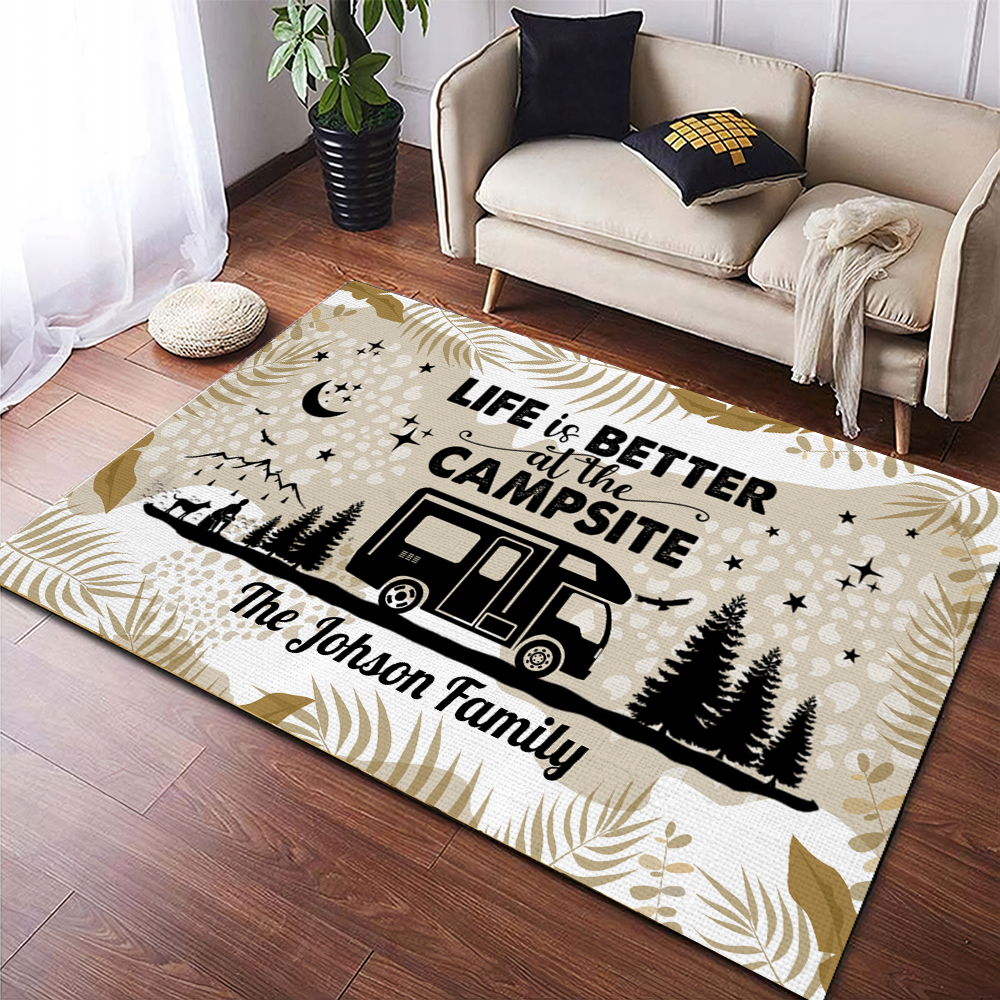 Personalized Name Tropical Summer Life Is Better At The Campsite Patio Rug, Patio Mat LM32 893779