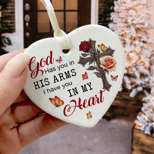 Custom Photo Safe In The Arms Of Jesus Memorial Heart Shaped Ceramic Ornament LM32 893825