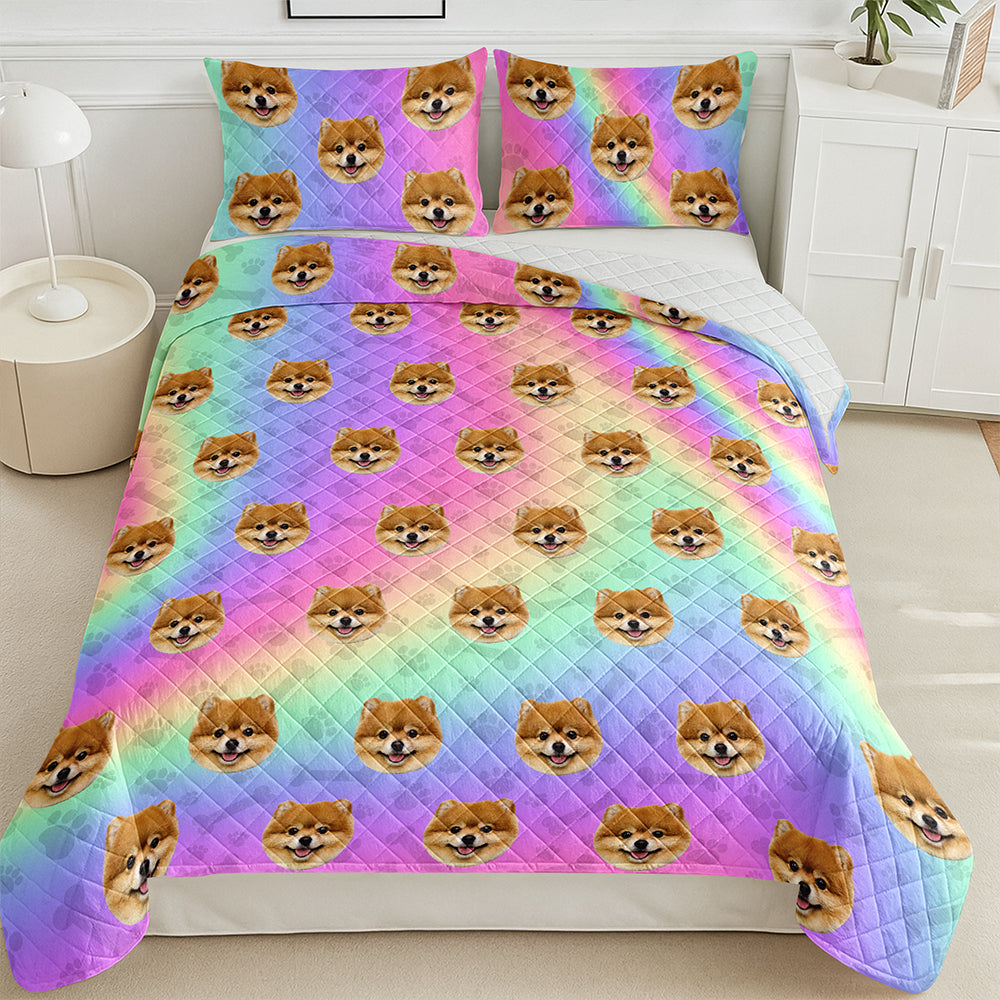 Custom Photo Dog Cat With Paw Quilt Bedding Set HO82 900714
