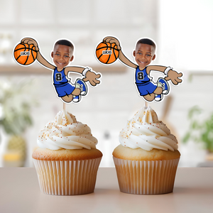 Custom Funny Face Basketball Party Decoration Cupcake Toppers LM32 893187