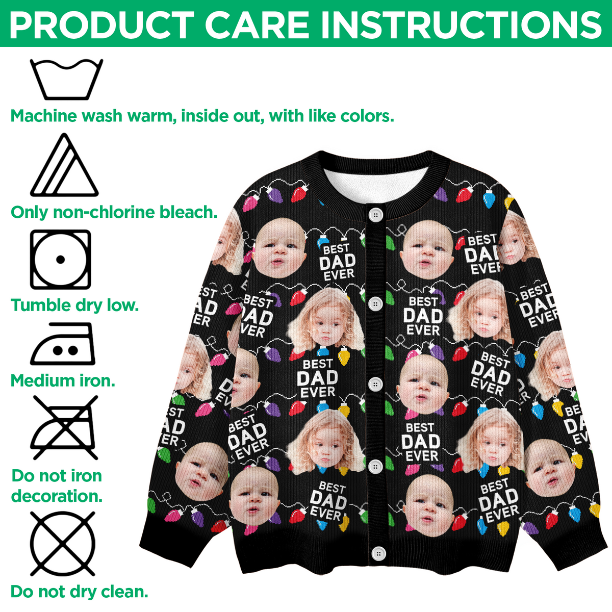 Custom Funny Kids Photo Best Mommy Daddy Ever Christmas Light Cardigan CH07 899838