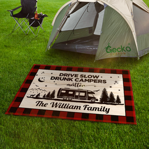 Happy Campers Personalized Caro Style Camping Patio Rug For Camping Lovers CH07 896194