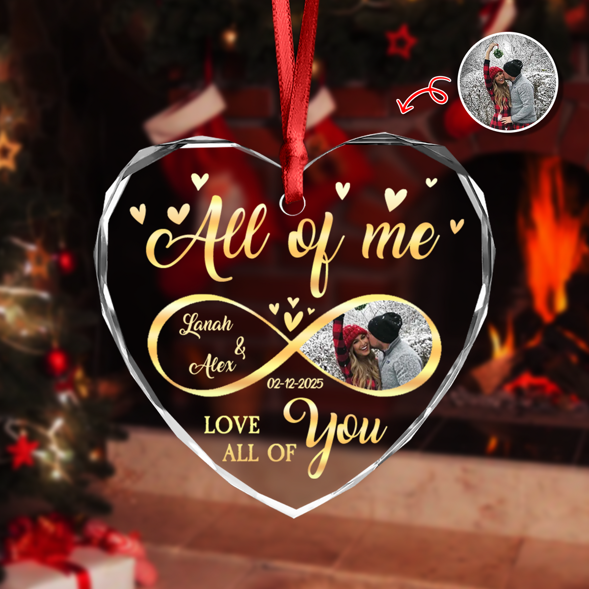 Custom Photo All Of Me Loves All Off You Couple Heart Shape Glass Ornament HA75 892836