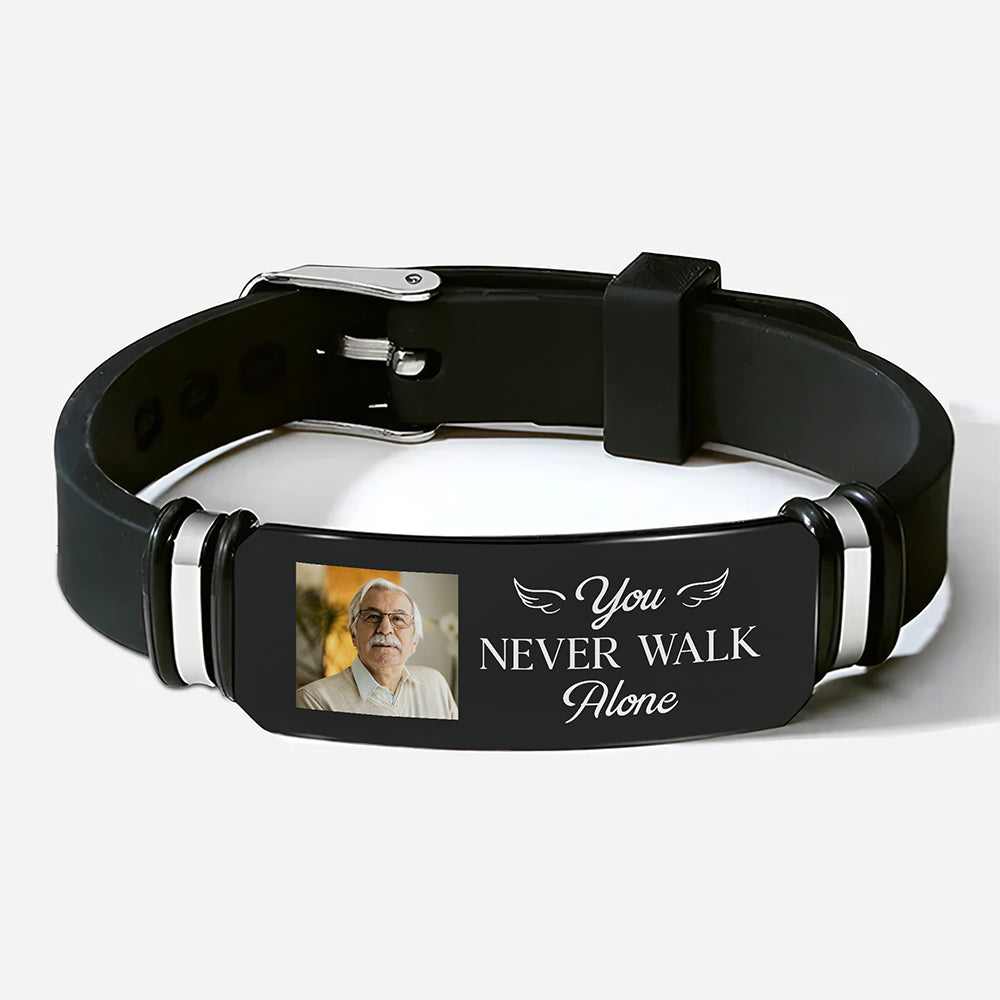 Custom Photo You Never Walk Alone Memorial Wristband Bracelet HA75 922016
