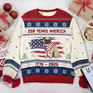 Custom Hero Dog With Flag 250 Years America 1776 - 2026 Ugly Sweater LM32 897143
