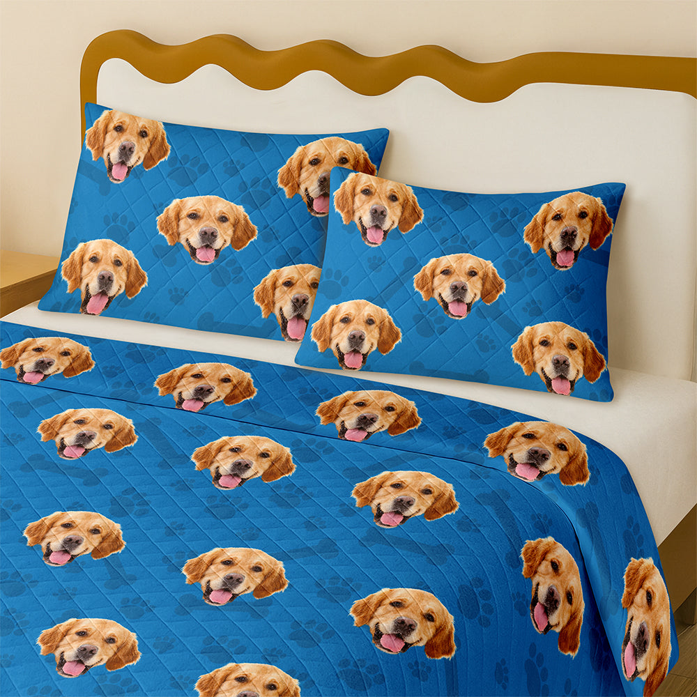 Custom Photo Dog Cat With Paw Quilt Bedding Set HO82 900714