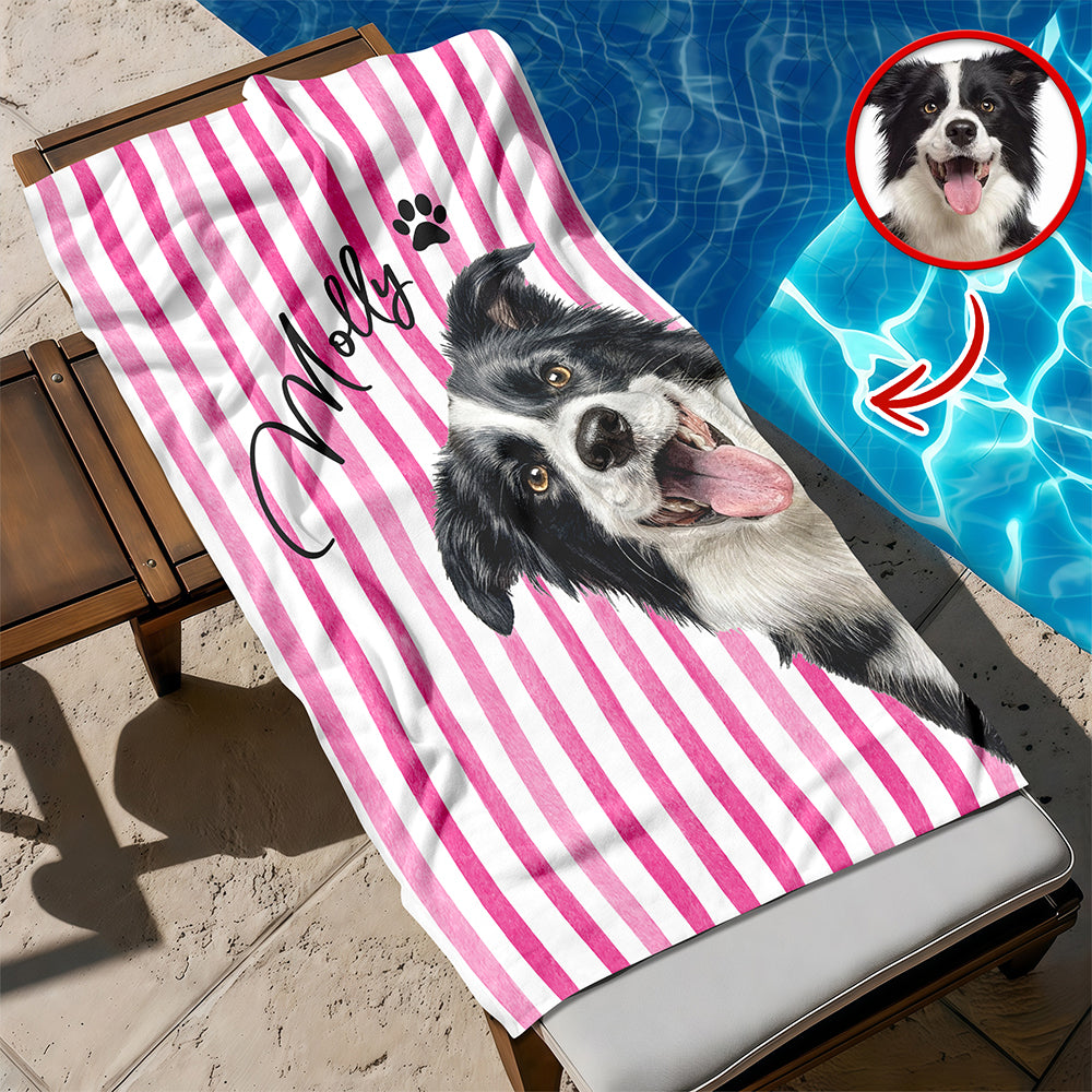 Custom Dog Portrait Beach Towel - Personalized Pet Lover Gift CH07 911466