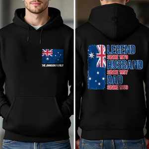 Legend, Husband, Dad And Grandpa - AUS Flag Version - Personalized Back & Front Dark Shirt TH10 894171