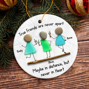 Custom Sea Glass True Friends Are Never In Apart 3D Effect Ceramic Ornament LM32 897107