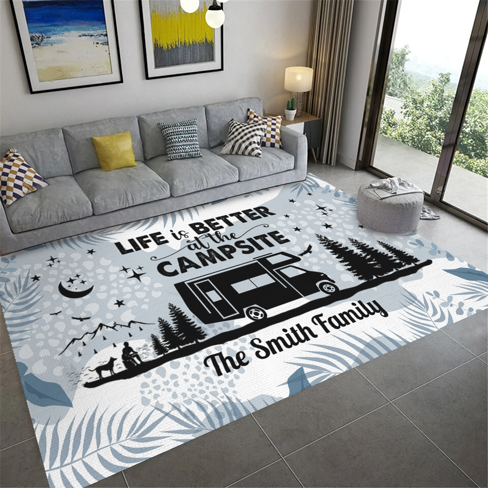 Personalized Name Tropical Summer Life Is Better At The Campsite Patio Rug, Patio Mat LM32 893779
