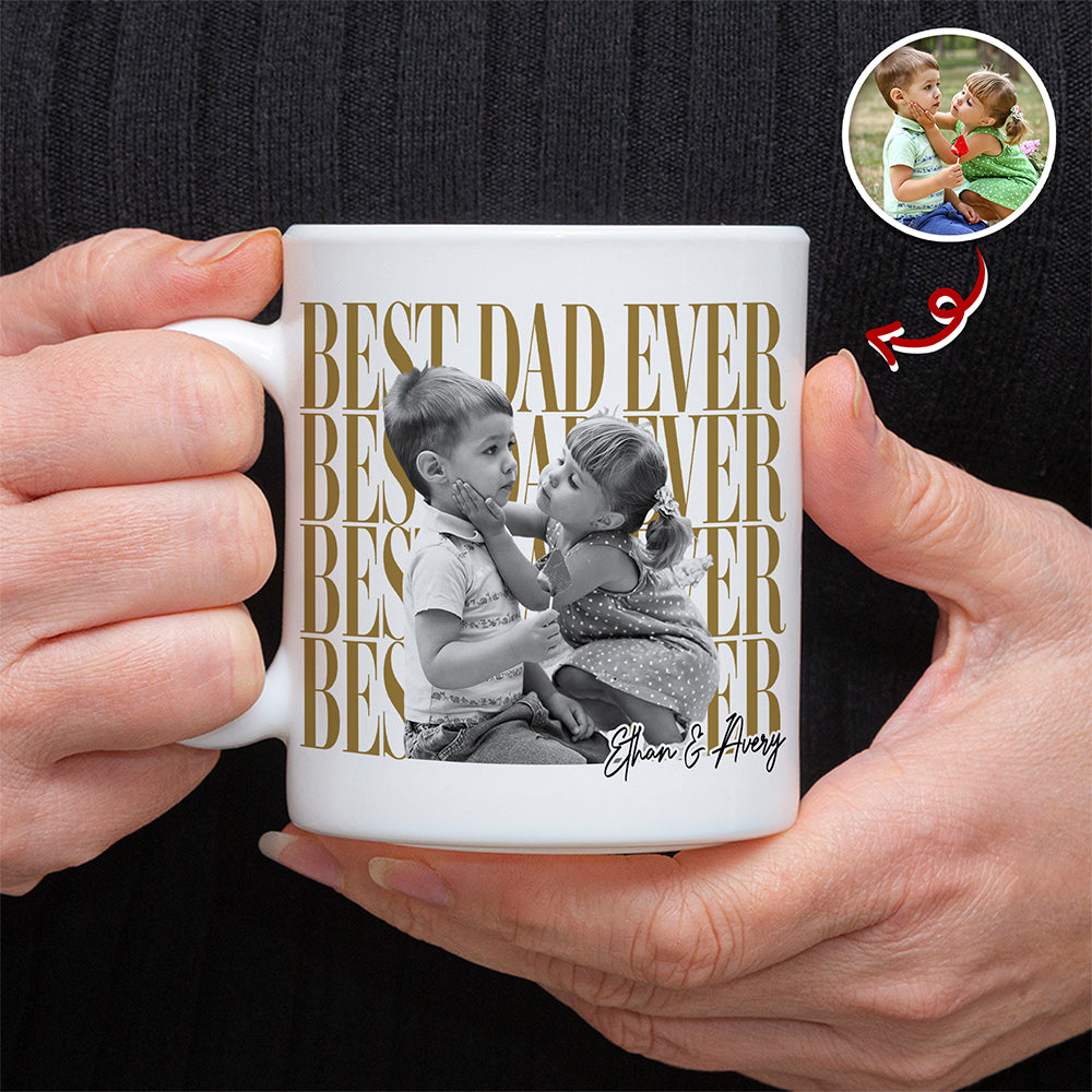 Personalized Vintage Photo Best Dad Mom Ever White Mug - Father’s Day Gift TH10 169959