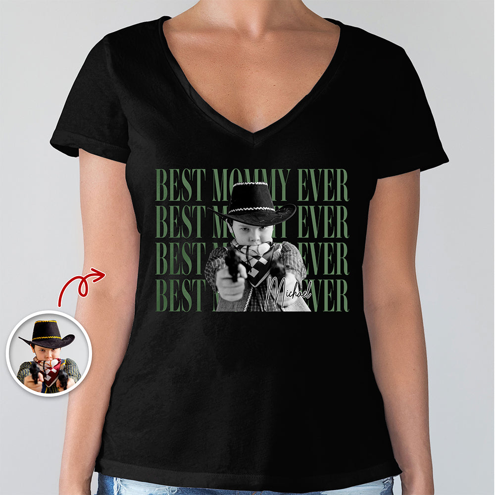 Personalized Vintage Photo Best Mom Ever Family Dark Shirt HA75 921586