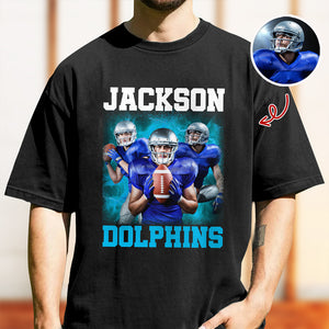 Custom Photo Football Player Bootleg Tee - Personalized Comfort Color Shirt CH07 899492