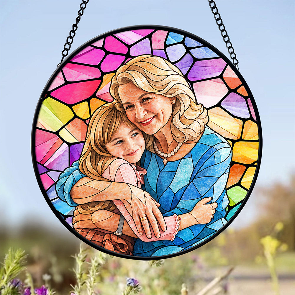 Custom Photo Stained Glass Suncatcher For Family TH10 170905