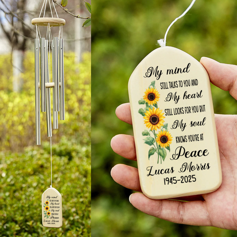 My Mind Still Talks To You Sunflower Personalized Memorial Wind Chimes HA75 892118