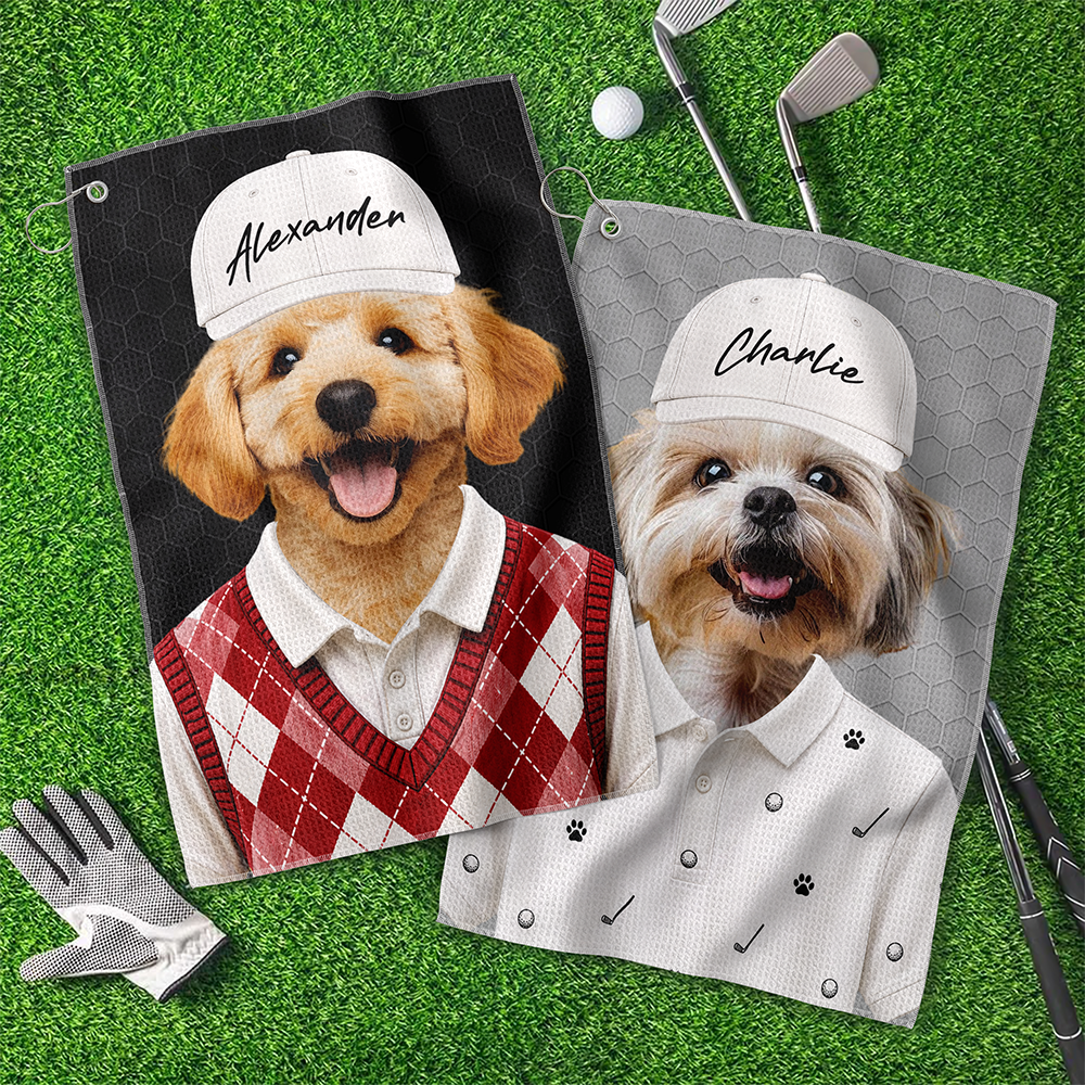 Custom Pet Photo Golf Towel - Gift For Dog Cat Dad Mom, Golf Lovers HO82 902364