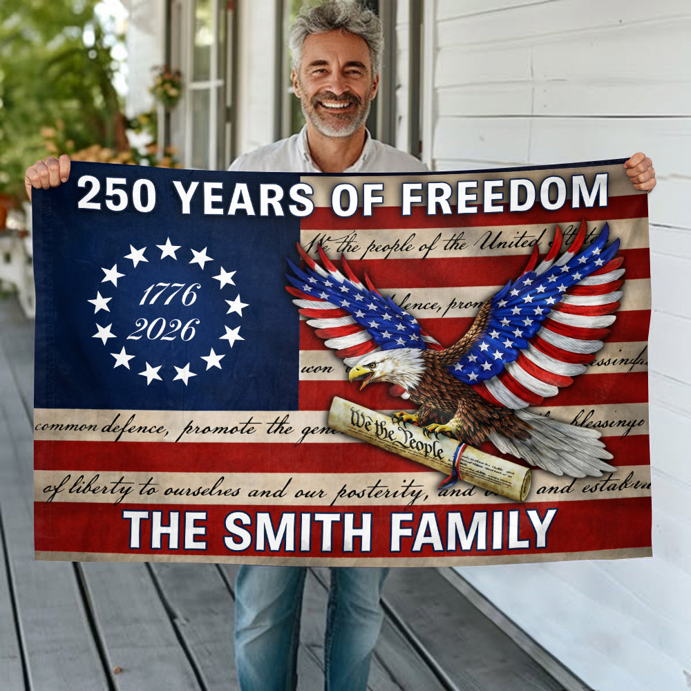 Custom Family Name USA 250 Years of Freedom House Flag HO82 901602