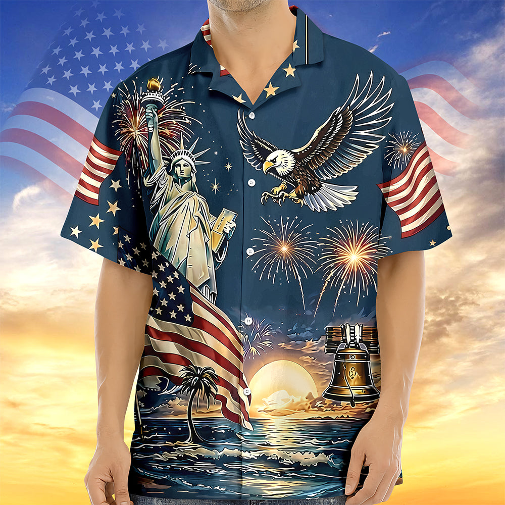 Personalized 4th of July 250th Anniversary Eagle American Flag Hawaiian Shirt LM32 669231
