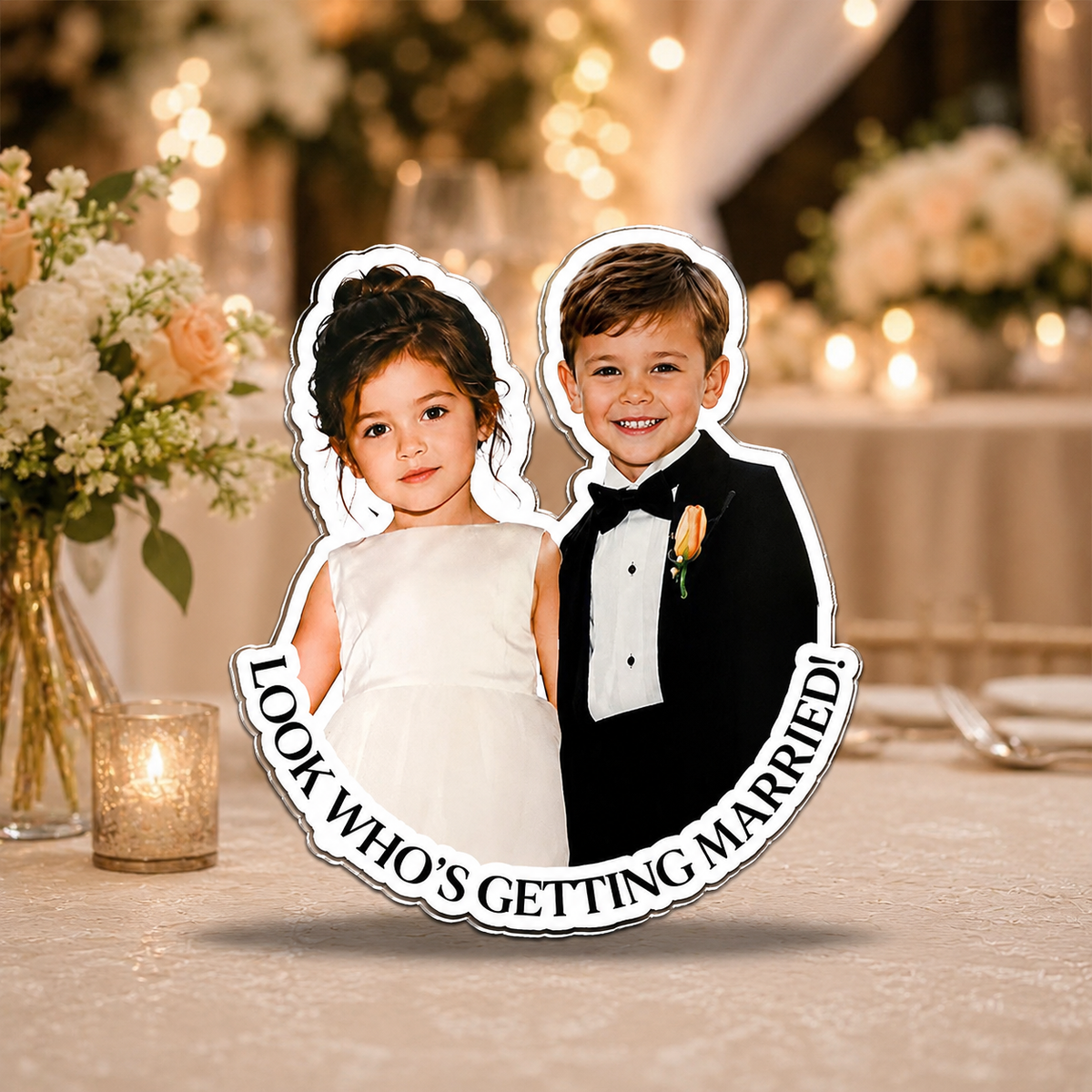 Custom Photo Look Who's Getting Married Acrylic Pin TH10 170573