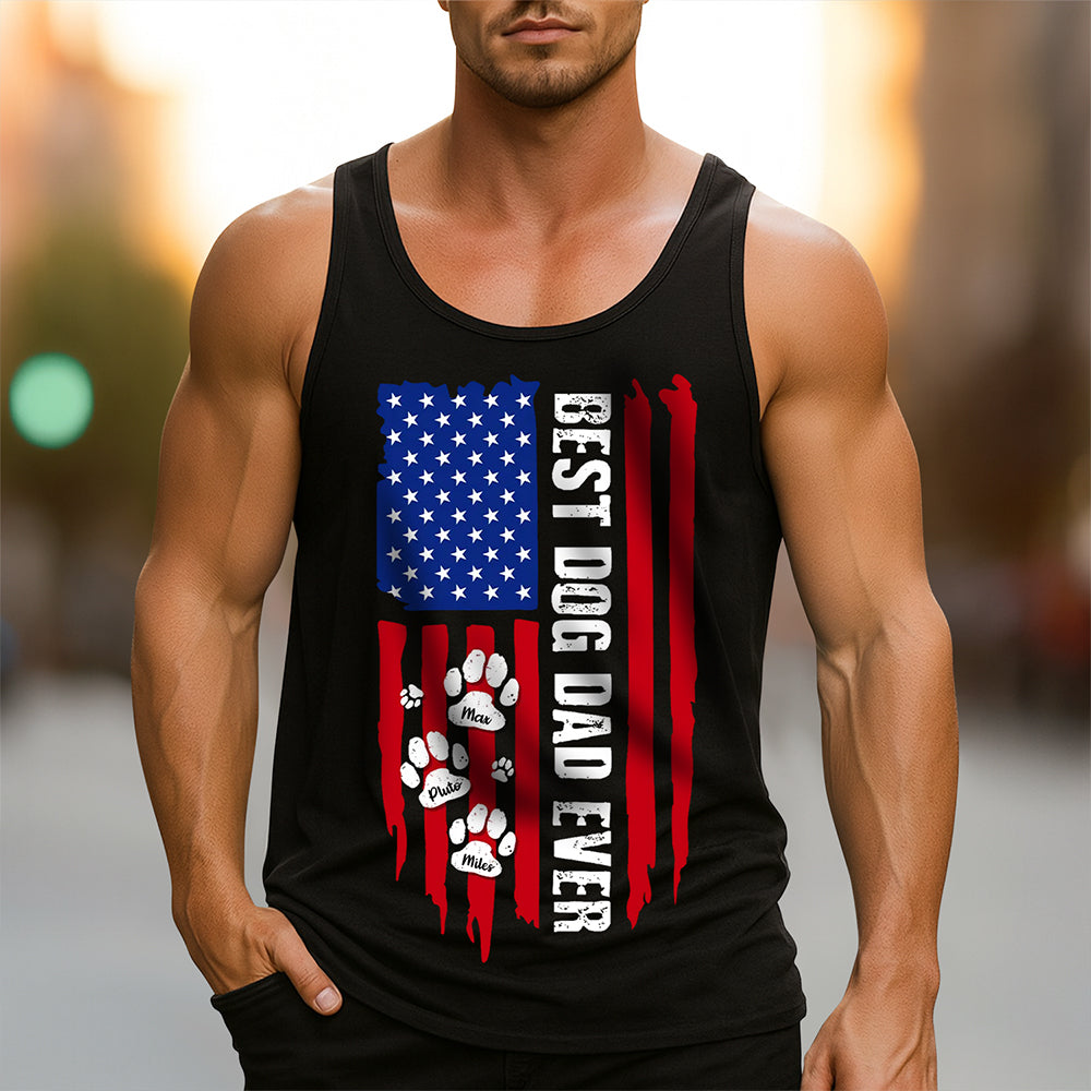 Personalized Best Dog Dad Ever Paw American Tanktop HA75 921632