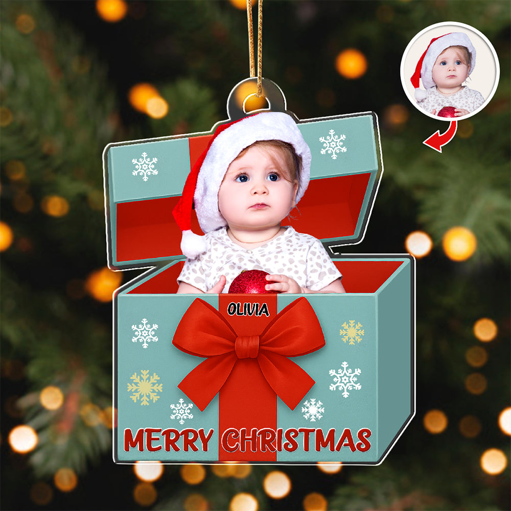 Custom Kid Photo Merry Christmas Acrylic Ornament HO82 900012